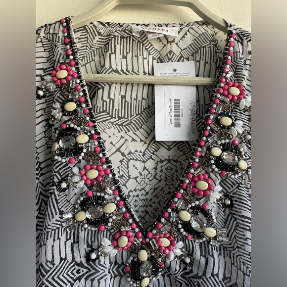 YUMI KIM|| Bejeweled kaftan coverup with a Aztec design detail Size X/S - Picture 4 of 10